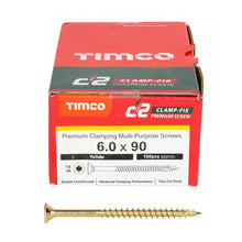 Load image into Gallery viewer, TIMCO C2 Clamp-Fix Multi-Purpose Premium Countersunk Gold Woodscrews - 4.0 x 50 Box OF 200 - 40050C2C
