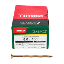 Load image into Gallery viewer, TIMCO Classic Multi-Purpose Countersunk Gold Woodscrews - 6.0 x 100 Box OF 100 - 60100CLAF
