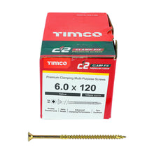 Load image into Gallery viewer, TIMCO C2 Clamp-Fix Multi-Purpose Premium Countersunk Gold Woodscrews - 6.0 x 120 Box OF 100 - 60120C2C
