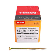 Load image into Gallery viewer, TIMCO Solo Countersunk Gold Woodscrews - 6.0 x 130 Box OF 100 - 60130SOLOC
