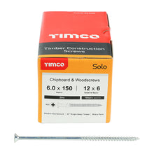 Load image into Gallery viewer, TIMCO Solo Countersunk Silver Woodscrews - 6.0 x 150 Box OF 100 - 60150SOLOZ
