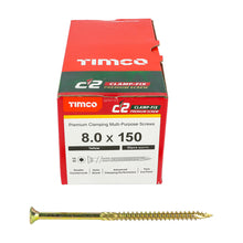 Load image into Gallery viewer, TIMCO C2 Clamp-Fix Multi-Purpose Premium Countersunk Gold Woodscrews - 8.0 x 150 Box OF 50 - 80150C2C
