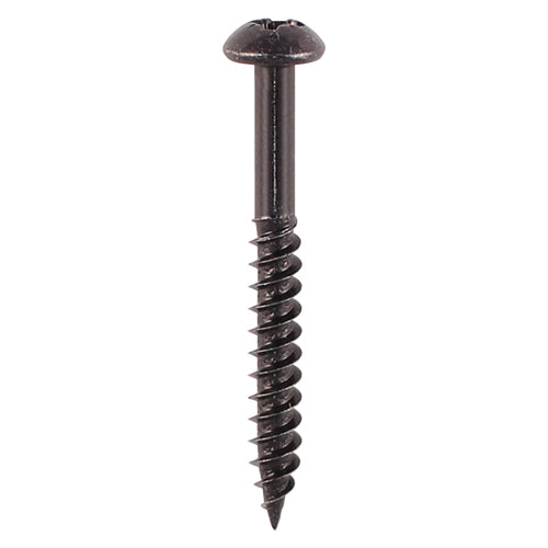 TIMCO Twin-Threaded Round Head Black Woodscrews - 8 x 1 1/2 Box OF 200 - 08112BJC