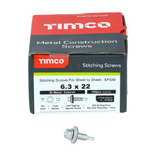 Load image into Gallery viewer, TIMCO Sheet Steel Stitching Screws A2 Stainless Steel Bi-Metal with EPDM Washer - 6.3 x 22 Box OF 100 - BMS22W16

