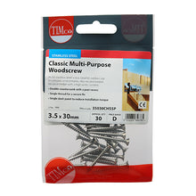 Load image into Gallery viewer, TIMCO Classic Multi-Purpose Countersunk A2 Stainless Steel Woodcrews -All Sizes
