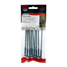 Load image into Gallery viewer, TIMCO Coach Screws Hex Head Silver  - 6.0 x 100 TIMpac OF 10 - 06100CSCP
