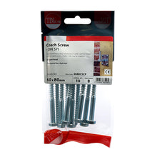 Load image into Gallery viewer, TIMCO Coach Screws Hex Head Silver  - 6.0 x 80 TIMpac OF 10 - 0680CSCP
