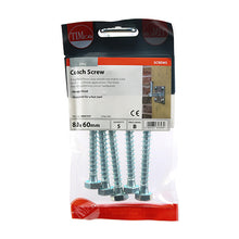 Load image into Gallery viewer, TIMCO Coach Screws Hex Head Silver  - 8.0 x 60 TIMpac OF 5 - 0860CSCP
