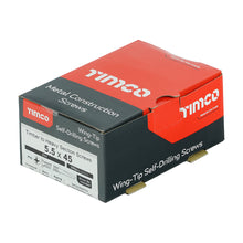 Load image into Gallery viewer, TIMCO Self-Drilling Wing-Tip Steel to Timber Heavy Section Silver Screws  - 5.5 x 100 Box OF 100 - HW100B
