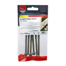Load image into Gallery viewer, TIMCO Timber Screws Hex Flange Head Exterior Green - 6.7 x 100 Box OF 50 - 100IN
