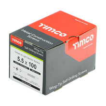 Load image into Gallery viewer, TIMCO Self-Drilling Wing-Tip Steel to Timber Light Section Exterior Silver Screws  - 5.5 x 100 Box OF 100 - LW100S
