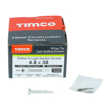 Load image into Gallery viewer, TIMCO Self-Drilling Wing-Tip Steel to Timber Light Section Exterior Silver Screws  - 5.5 x 100 Box OF 100 - LW100S
