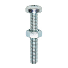 Load image into Gallery viewer, TIMCO Machine Pan Head Screws &amp; Hex Nut Silver - M4 x 40 TIMpac OF 20 - 4040PPMHNP
