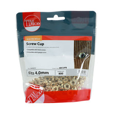 Load image into Gallery viewer, TIMCO Screw Cups Electro Brass - To fit 8 Gauge Screws TIMbag OF 800 - 8BCUPB
