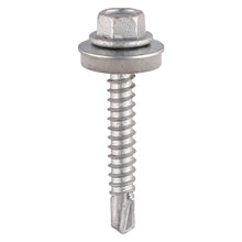 Load image into Gallery viewer, TIMCO Self-Drilling Light Section Screws Exterior Silver with EPDM Washer - 5.5 x 100 Box OF 100 - L100W16B
