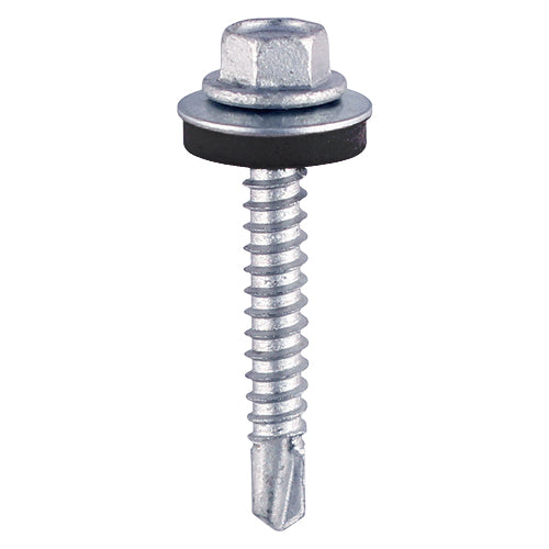 TIMCO Self-Drilling Light Section Silver Screws with EPDM Washer - 5.5 x 25 Bag OF 100 - ZL25W16