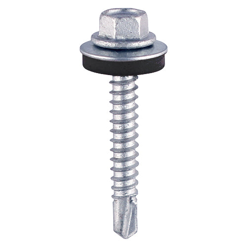 TIMCO Self-Drilling Light Section Silver Screws with EPDM Washer - 5.5 x 50 Bag OF 100 - ZL50W16