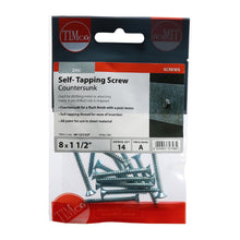 Load image into Gallery viewer, TIMCO Self-Tapping Countersunk Silver Screws - 8 x 1 TIMpac OF 18 - 00081CCAZP
