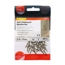 Load image into Gallery viewer, TIMCO Solo Countersunk Gold Woodscrews - 3.5 x 15 TIMpac OF 45 - 35015CHYP
