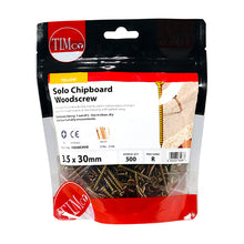 Load image into Gallery viewer, TIMCO Solo Countersunk Gold Woodscrews - 3.5 x 30 TIMbag OF 500 - 35030CHYB
