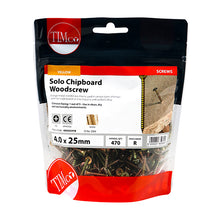 Load image into Gallery viewer, TIMCO Solo Countersunk Gold Woodscrews - 4.0 x 25 TIMbag OF 470 - 40025CHYB
