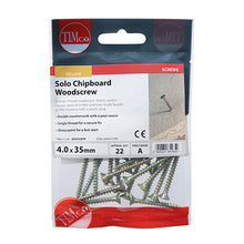 Load image into Gallery viewer, TIMCO Solo Countersunk Gold Woodscrews - 4.0 x 35 TIMpac OF 22 - 40035CHYP
