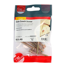 Load image into Gallery viewer, TIMCO Solo Advanced Hex Head Gold Coach Woodscrews - 6.0 x 40 TIMpac OF 12 - 640SCSYP
