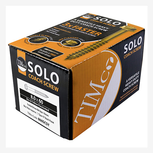TIMCO Solo Advanced Hex Head Gold Coach Woodscrews - 10.0 x 50 Box OF 50 - 1050SCSY