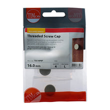 Load image into Gallery viewer, TIMCO Threaded Screw Caps Solid Brass Polished Brass - 16mm TIMpac OF 4 - TSC16PBP
