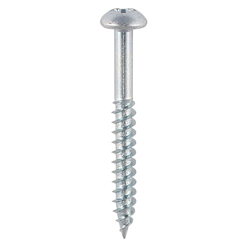 TIMCO Twin-Threaded Round Head Silver Woodscrews - 6 x 11/4 Box OF 200 - 06114CRWZ