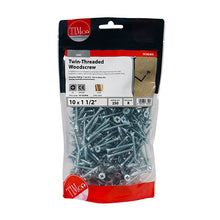 Load image into Gallery viewer, TIMCO Twin-Threaded Countersunk Silver Woodscrews - 10 x 11/2 TIMbag OF 250 - 10112CWZB
