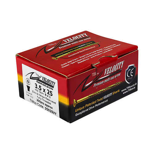 TIMCO Velocity Premium Multi-Use Countersunk Gold Woodscrews - 6.0 x 45 Box OF 200 - 60045VY