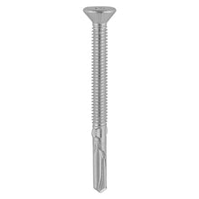Load image into Gallery viewer, TIMCO Self-Drilling Wing-Tip Steel to Timber Heavy Section A2 Stainless Steel Bi-Metal Screws  - 5.5 x 85 Box OF 100 - BMHW85
