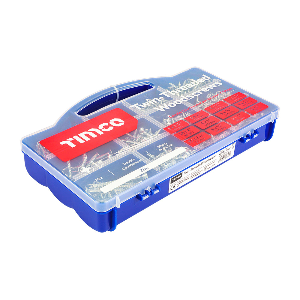 TIMCO Twin-Threaded Silver Woodscrews Tray - 1,140pcs Tray OF 1 - WOOD ...