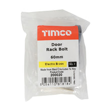 Load image into Gallery viewer, TIMCO Door Rack Bolts Electro Brass - 60mm | Pack of 2
