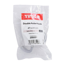 Load image into Gallery viewer, TIMCO Double Robe Hook Satin Chrome - 47 x 24mm | Pack of 1
