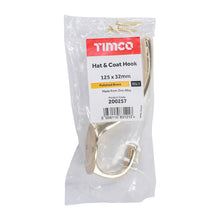 Load image into Gallery viewer, TIMCO Hat &amp; Coat Hook Polished Brass - 125 x 32mm | Pack of 1
