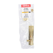 Load image into Gallery viewer, TIMCO Straight Barrel Bolt Polished Brass - 100 x 25mm | Pack of 1
