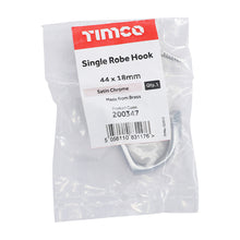 Load image into Gallery viewer, TIMCO Single Robe Hook Satin Chrome - 44 x 18mm | Pack of 1
