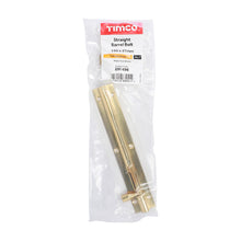Load image into Gallery viewer, TIMCO Straight Barrel Bolt Polished Brass - 150 x 25mm | Pack of 1
