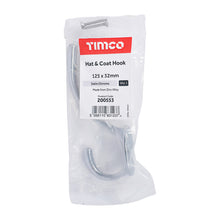 Load image into Gallery viewer, TIMCO Hat &amp; Coat Hook Satin Chrome - 125 x 32mm | Pack of 1
