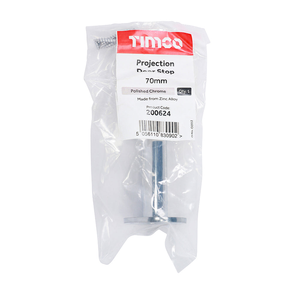 TIMCO Projection Door Stop Polished Chrome - 70mm | Pack of 1