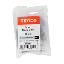 Load image into Gallery viewer, TIMCO Door Rack Bolts Polished Chrome - 60mm | Pack of 2
