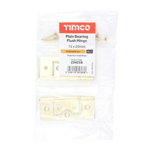 Load image into Gallery viewer, TIMCO Plain Bearing Flush Brass Hinges Polished Brass - 75 x 50 | Pack of 2
