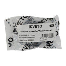 Load image into Gallery viewer, TIMCO End Socket For Oval Tube Polished Chrome - 30 x 15 | Pack of 2
