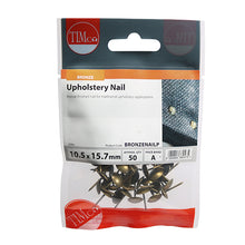 Load image into Gallery viewer, TIMCO Upholstery Nails Bronze - 10.5 x 15.7 | Pack of 50
