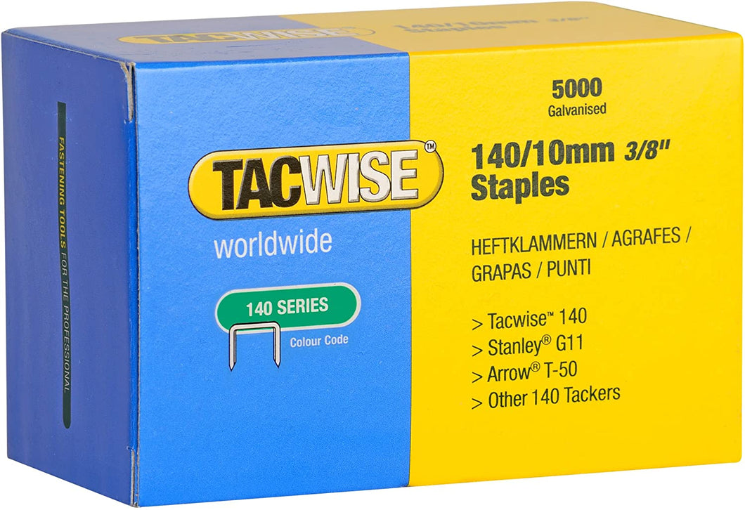Tacwise 140/10mm Staple Galvanised, 0342, 140 Series Staples, Pack of 5000