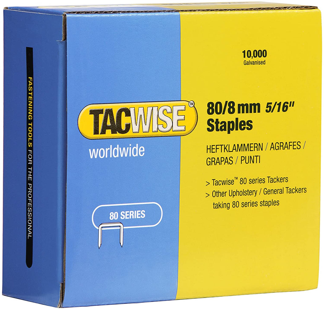 Tacwise Type 80 8mm to 16mm Galvanised Upholstery Staples Packs of 10,000