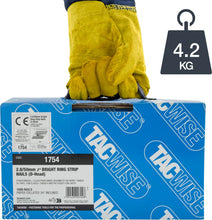 Load image into Gallery viewer, Tacwise 1754 2.8/50mm BRIGHT Ring Strip Nails D Head 34d Paper Collated Bx 1,600
