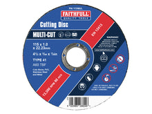 Load image into Gallery viewer, Faithfull Multi-Purpose Cutting Discs in Tin 115 x 1.0 x 22.23mm
